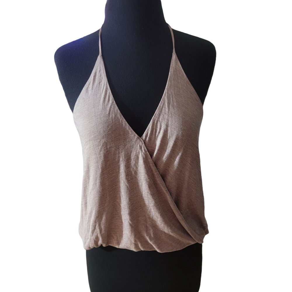 cotton candy top blouse strappy faux wrap sz S